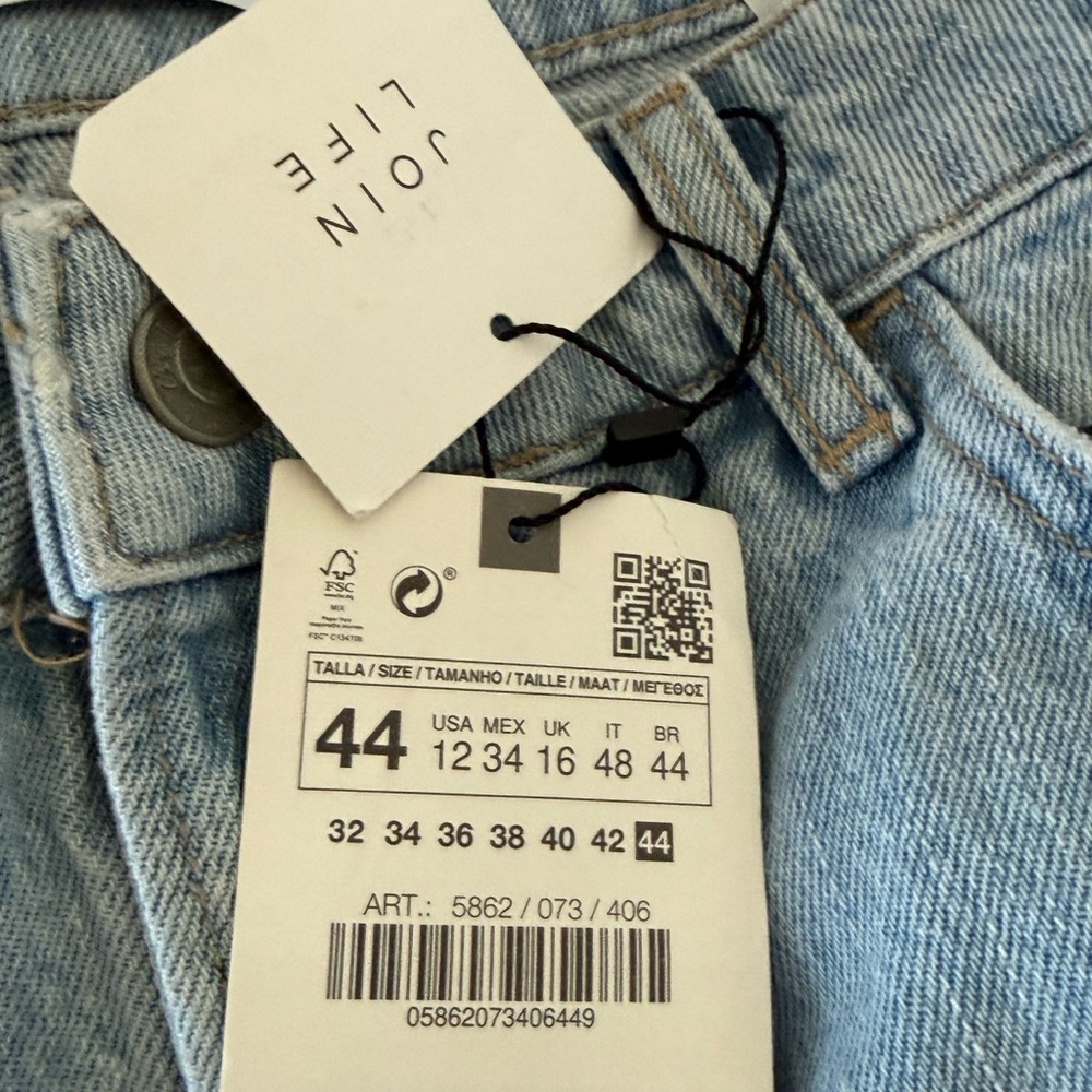 ZARA Cuffed Hem Wide Leg Hard Denim Jeans - Picture 14 of 14